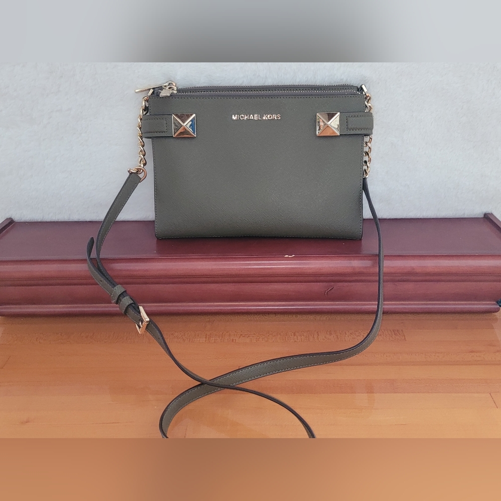 Michael Kors Karla Leather Crossbody Bag,  Army Green - Picture 3 of 13